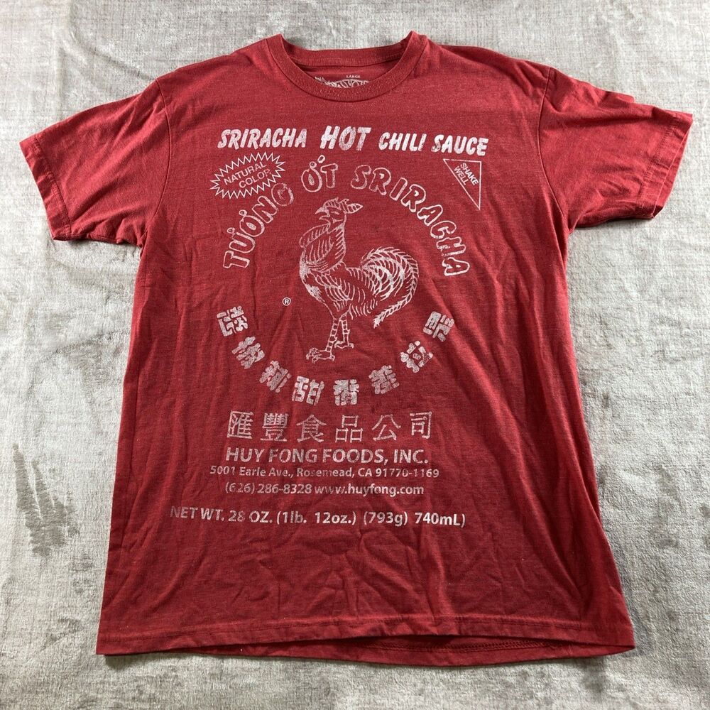 Sriracha Hot Sauce T Shirt Adult Mens Small Red Food Funny Chili Sauce